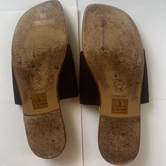 Chanel Vintage 1999 Interlocking CC Logo T-Strap Sandals Size: 7 | US7, IT37 - Picture 4 of 4